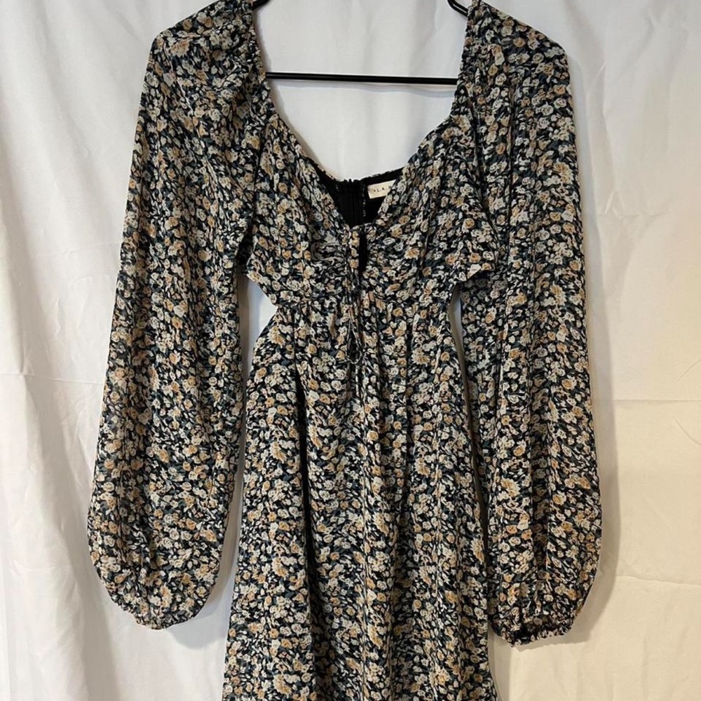 PacSun Floral Long Sleeve Dress - Black and Cream